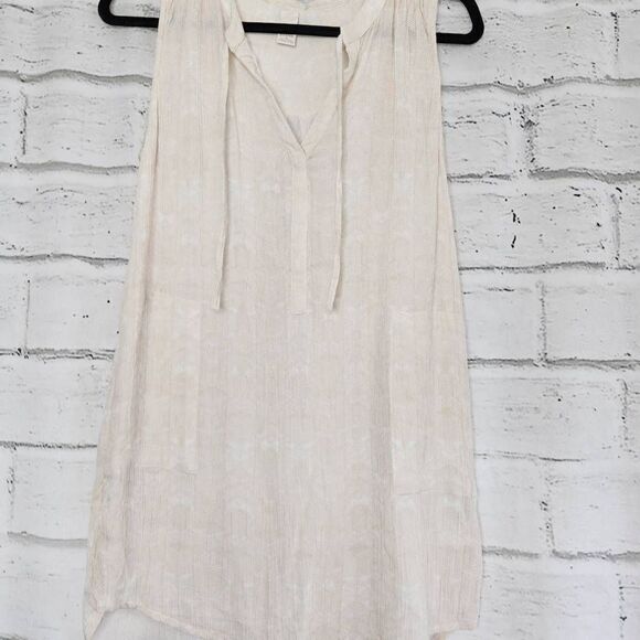 Prana Breathe Women's Natassa Crinkle Cream Sleeveless High Low Tunic Top Medium - Picture 3 of 12